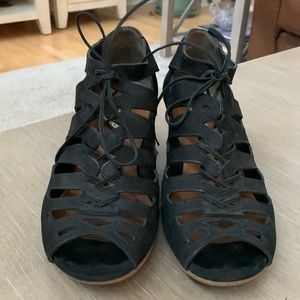 Paul Green black suede lace up heels size 6 (3 1/2 UK).